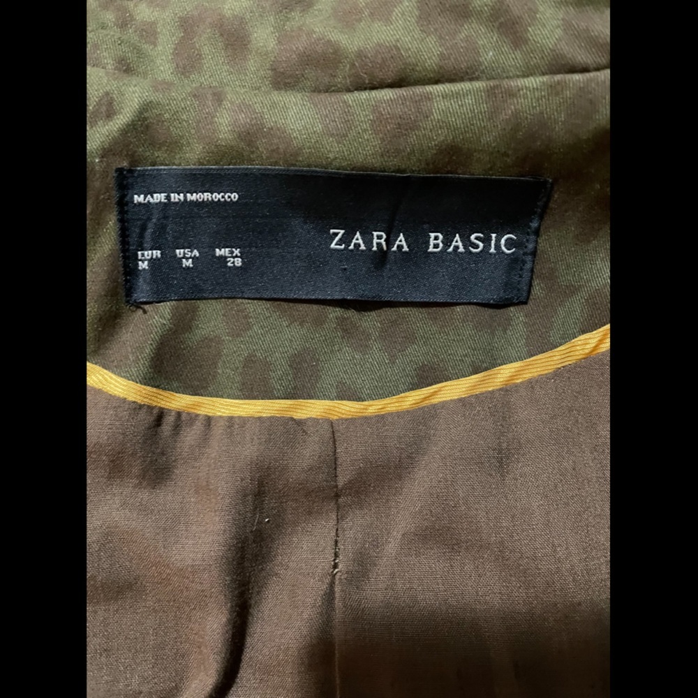 Zara Basic Brown Leopard Print Trench Coat - Picture 4 of 4